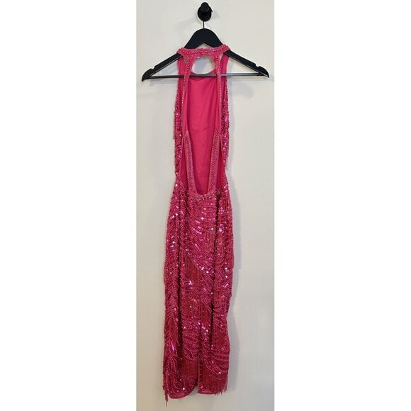 ASOS Pearl And Fringe Halter Midi Dress in Pink Size US 6 - Picture 9 of 15